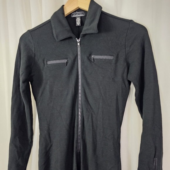 Banana Republic black Onesie jumpsuit zip front zip cuff rolled hems Size XS - Picture 2 of 8